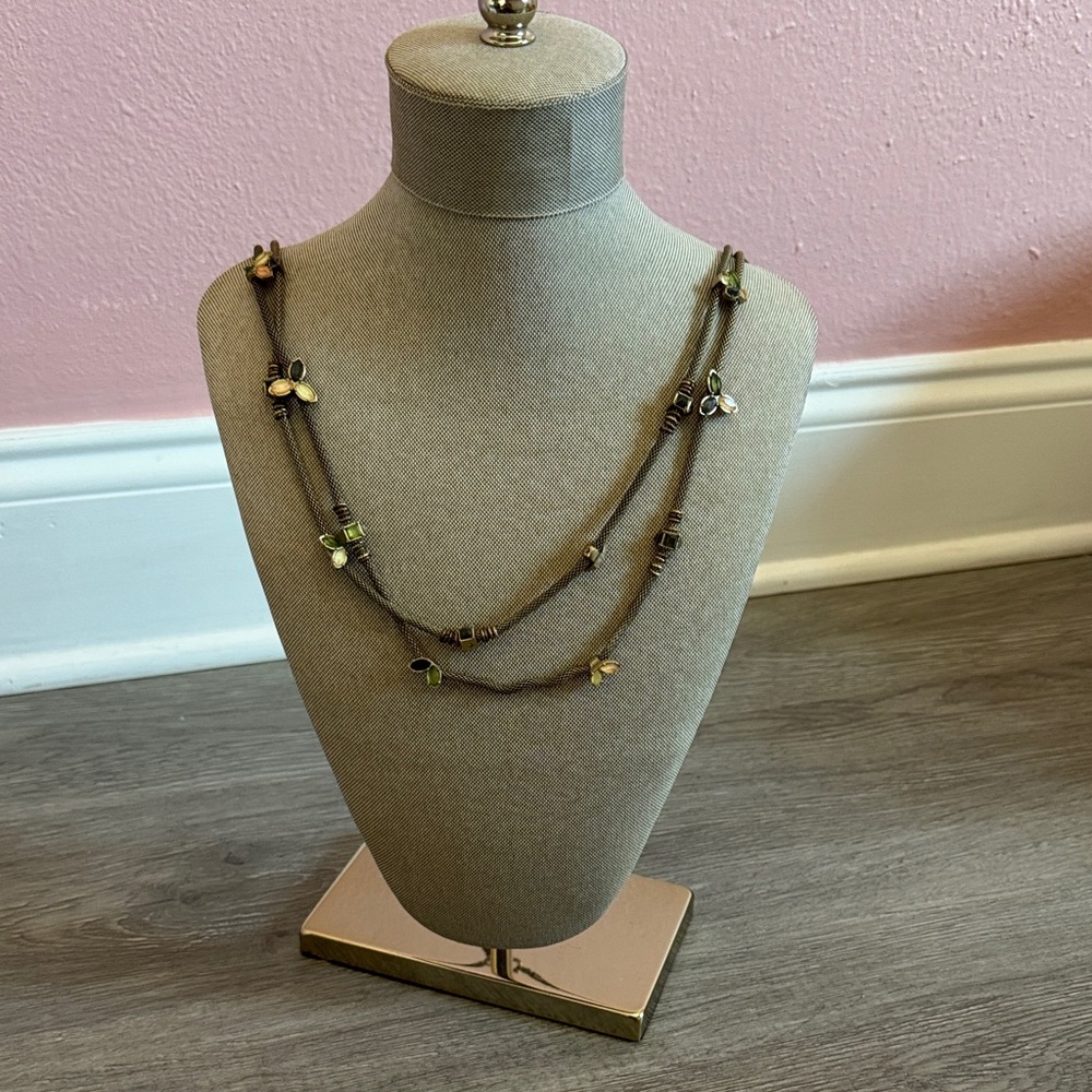 LOFT Brown and Green Beaded Necklace